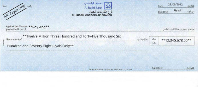 Write Al Rajhi Bank Cheque Online Free Online Cheque Writer for Al Rajhi Bank in Saudi Arabia